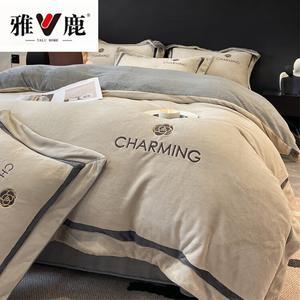 Yalu Комплект постельного белья 1.8м, пододеяльник 200x230см, высокий вес, вельвет SQ, цвет Charlene - ванильно-серый + классический серый