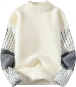 Мужской полувысокий воротник вязаный свитер с принтом