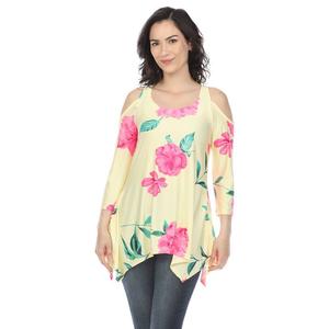 Женский топ с открытыми плечами и цветочным принтом WM Fashion, цвет Yellow Pink