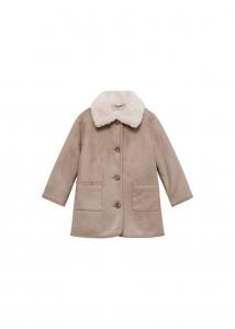 Пальто MANGO KIDS Masella, серо-коричневый