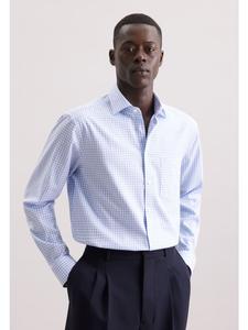 Рубашка из комфортной фланели средне-синего цвета Seidensticker