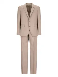 Костюм в тонкую полоску с однобортным пиджаком TAGLIATORE, нейтральный