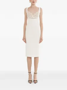 Платье миди с кружевной отделкой NISSA, белый