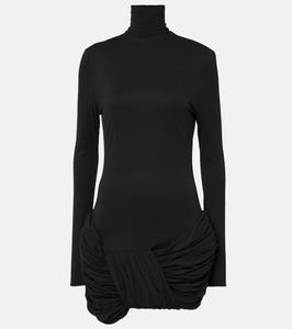 Мини-платье из смесового шелка с рюшами Magda Butrym, черный