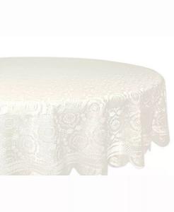 Винтажная кружевная скатерть из полиэстера, круглая 63 дюйма Design Imports, бежевый