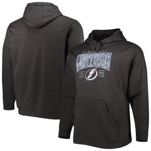 Мужской фирменный пуловер с капюшоном Heather Charcoal Tampa Bay Lightning Big & Tall Dynasty Fanatics