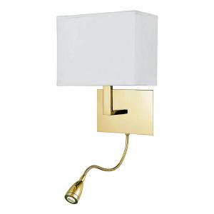 Светодиодный настенный светильник searchlight Hotel, сталь / смешанная ткань - латунь - количество языков пламени: 3