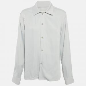 Рубашка Sandro из серого крепа с пуговицами и длинными рукавами