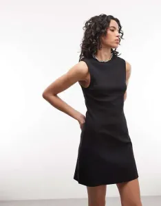 Черное платье мини без рукавов с завязкой на талии Monki