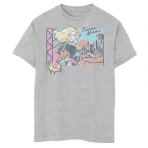 Футболка с пляжным портретом в стиле ретро и рисунком «Капитан Марвел» для мальчиков 8–20 лет Marvel