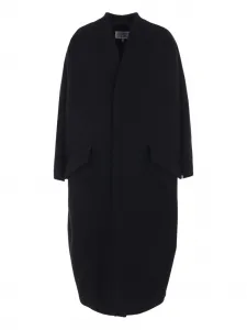 Пальто из смеси первичной шерсти с длинными рукавами MM6 Maison Margiela, черный