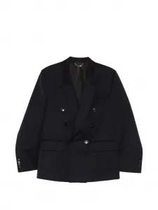 Двубортный пиджак Victoria Beckham, синий