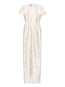 Шелковое платье с цветочным принтом Prada, нейтральный