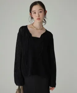 Ажурный вязаный пуловер Babylone, цвет Black(19)