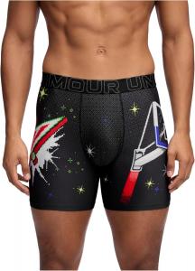 Under Armour мужские боксеры Performance Tech Mesh Print Singles, 6", Black/Mountain Dew-Single