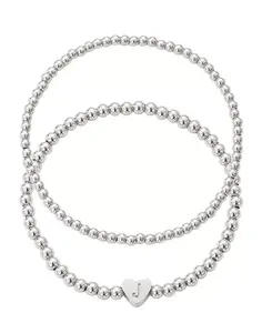 Набор браслетов с серебряными шариками и бусинами Adornia, silver-j