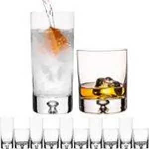 Набор стаканов IMPERIAL - хрустальные стаканы для питья - 6 хайболов 370 мл и 6 стаканов 300 мл. Lisbon - стаканы для воды с воздушным пузырьком в основании, ручная работа. IMPERIAL glass