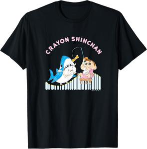 Футболка с изображением подсолнуха и полярной рыбалки из мультфильма «Крейон Шин-чан» Crayon Shinchan, черный