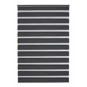 Двойная рулонная штора Ancona Защита от света без сверления, фиксированный размер K-Home, антрацит