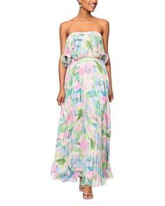 Платье без бретелек с принтом и складками AQUA, мультиколор