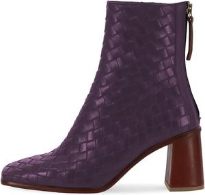 Женские ботильоны YDN с закрытым квадратным носком, плетеные, на высоком каблуке, с молнией сзади, для зимы и осени, повседневные, для прогулок и свиданий, размер 4-16 US, Purple