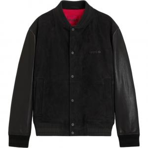 HUGO BOSS Кожаная куртка мужская черная, Black