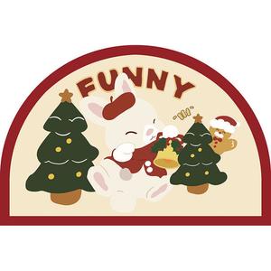 Dajiang Ковер 80х120 см для ванной в новогоднем стиле, овальный, нескользящий, быстро сохнущий