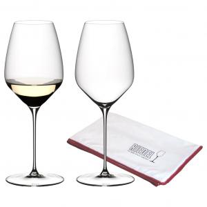 RIEDEL КОМПАНИЯ ПО ПРОИЗВОДСТВУ БОКАЛОВ ДЛЯ ВИНА Бокал для белого вина Riesling Gläser + Полировальная салфетка Veloce 570 мл, набор из 2 штук, прозрачный Riedel The Wine Glass Company, прозрачный