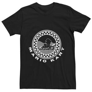 Мужская круглая белая футболка в клетку Nintendo Mario Kart Mario Mono Licensed Character