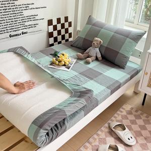 Antarctic Комплект хлопкового постельного белья из 3 предметов (простыня на резинке 80x190 см), цвет Gray-Green Large Checkered Pattern, ткань категории A