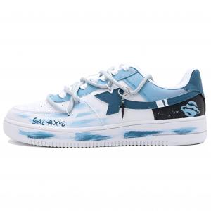 XTEP Кроссовки Air Force One нескользящие дышащие износостойкие мужские низкие бело-голубые, цвет White Blue