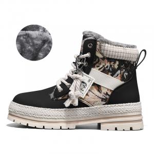 Ботинки CAHHRRN Мартин до середины икры со вставкой, черный