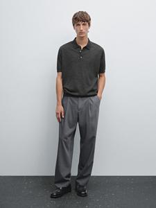 Рубашка-Поло с короткими рукавами из шерстяной смеси Massimo Dutti, Charcoal