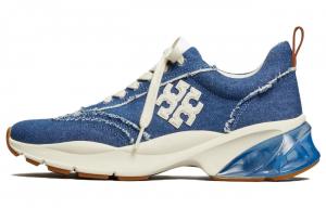 Кроссовки TORY BURCH Good Luck Distressed-finish Denim Sneakers, синий