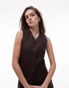 & Other Stories Приталенный льняной жилет темно-коричневого цвета