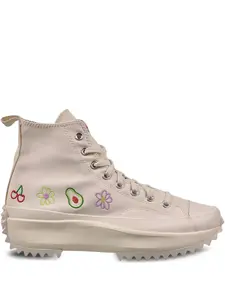 Кеды Run Star Hike Platform Hi Embroidered Fruits & Florals Converse, бежевый