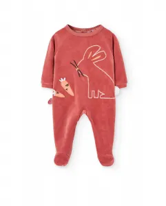 Бархатный детский комбинезон с длинными рукавами Boboli, терракотовый