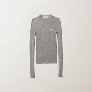 Свитер из кашемира и шелка MIU MIU, серый