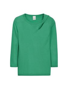 MADELEINE Тонкий вязаный свитер с рукавами 3/4 и вырезом, цвет матча