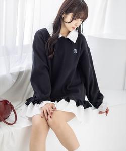 Платье из трикотажа с тканевой отделкой