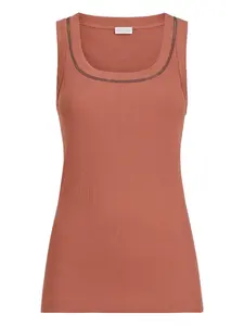 Топ с ребристыми краями Brunello Cucinelli, оранжевый