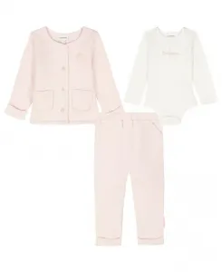Комплект для девочек из 3 предметов: боди с длинными рукавами, куртка и штанишки Calvin Klein, розовый