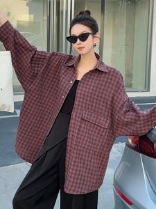 Женская рубашка в клетку оверсайз Doux Belle, цвет Red