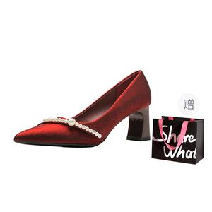 BIGTREE Туфли на высоком каблуке, женские, красные