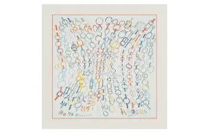 HERMES Шелковые шарфы для женщин, белый/синий/коралловый