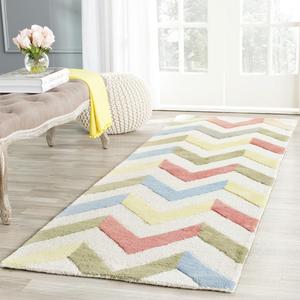 Ковер SAFAVIEH, 61 x 92 см, Cambridge Collection, Ivory & Multi, ручной работы, шеврон из шерсти, идеален для помещения с высокой проходимостью: прихожая, гостиная, спальня (CAM580D)