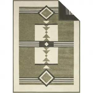 Покрывало Talca в сдержанном этно-стиле Ibena, зеленый/натуральный