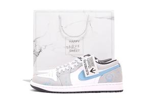 Jordan Баскетбольные кроссовки Air 1, износостойкие, винтажные, серо-белые, унисекс