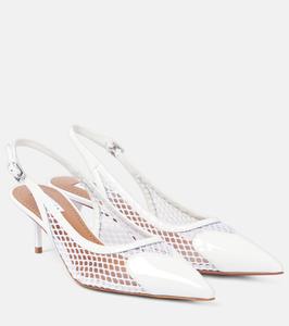 Туфли-лодочки Le Cœur из лаковой кожи с сетчатыми вставками и ремешком на пятке Alaïa, Blanc Optique