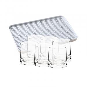 Стеклянные стаканы KAWASIMAYA, Transparent Whiskey Drinkware (6 Pack)+Drain Tray
